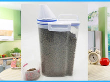 Load image into Gallery viewer, 1.5kg/2kg Dog Cat Food Pail Plastic Storage Tank with Measuring Cup Container Moisture-proof Sealed Jar Pet Supplies Accessories
