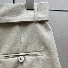 Load image into Gallery viewer, women's shorts New high waisted slim mini pants for summer 2026 linen blend casual shorts Belt decoration shorts women's pants

