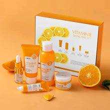 Load image into Gallery viewer, Vitamin C Skincare Set 5pcs(Cleanser-Toner-Serum-Eye Serum-Face Cream) + Natural Antioxidant Ingredients, Nourish Even Skin Tone
