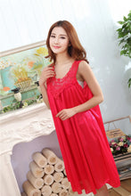 Load image into Gallery viewer, Embroidery Transparent Slip Sleepwear for Sleeping Big Size Night Dress Sexy Lingerie Nightgown Women Home Clothing
