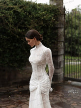 Load image into Gallery viewer, Elegant Mermaid Wedding Dresses Lace Long Sleeves Bridal Gown High Collar Exquisite Corset Party Dress robe de mariée Customized
