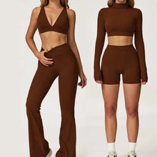 Load image into Gallery viewer, Yoga Set 2 Pieces Gym Clothes Yoga Outfits For Women Tracksuits Workout Long Sleeved Fitness Set Sport Bra Crop Top Gym Leggings
