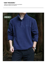Load image into Gallery viewer, 2025 Men Sweatshirt Turtleneck Half Button Pullover Male Polar Fleece Casual Basic Elegant Work Wear Winter Autumn Warm Jacket
