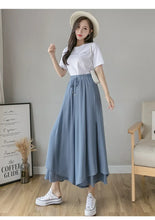 Load image into Gallery viewer, Women Pants Culottes Elastic Wide Leg Irregular Hem Double Layers Korean Trousers Summer Casual Loose Pleated Pants
