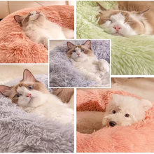 Load image into Gallery viewer, Soft Pet Cat Bed Pad Plush Warm Faux Fur dog Calm Bed Donut Round Bed Comfortable Sleeping Washable for Small Medium Dog and Cat
