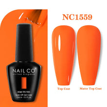Load image into Gallery viewer, NAILCO 333 Colors Gel Nail Polish Semi Permanent Varnishes Nails Art Design Hybrid Soak Off Top Base Coat UV Gel Manicure 15ml
