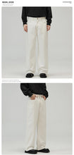 Load image into Gallery viewer, 100％ Cotton Men's Baggy Straight Jeans Comfortable Soft Casual Pants Fashion Korean White Brown Denim Trousers Male Clothing
