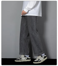 Load image into Gallery viewer, 2026 New Korean Men's Casual Long Jeans Classic Man Straight Denim Wide-leg Pants Solid Color Light Blue Grey Black
