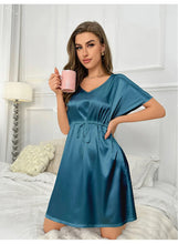 Load image into Gallery viewer, V-Neck Nightdress Loungewear Women Sleepwear Morning Gown Lingerie Sleepdress Robe Summer Nightgown Silky Satin Home Dress
