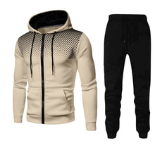 Load image into Gallery viewer, Men tracksuit zipper hood multi-pocket and protective pants casual jogging tracksuit fall/winter 2-piece setLarge size S-3XL
