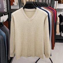 Load image into Gallery viewer, New Sweatwear Men's V Neck Basic Solid Color Sweaters Round Neck Elastic Pullovers Warm Autumn Knitted Oversized Sweater Men
