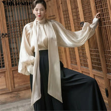 Load image into Gallery viewer, Elegant Chiffon Lantern Sleeve Blouse
