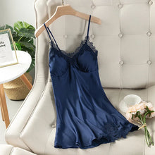 Load image into Gallery viewer, Female Nightdress Sexy Backless Spaghetti Strap Nightgown Sleepwear Spring Summer Nightwear Loose Silk Satin Home Dress Lingerie
