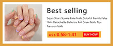 Load image into Gallery viewer, False Nail Full Cover Fake Nail Pink Glitter Wearable French Short Nails Square Head False Nail Press On Nails Manicure Tool
