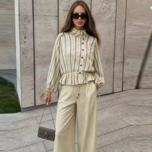 Load image into Gallery viewer, Women's Shirts Autumn 2026 New Fashion Stripes Slim Unique Youth Street Autumn Blouses Chic Elegant Travel Comfortable Blouse
