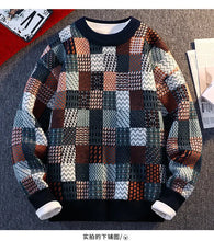 Load image into Gallery viewer, New Fashion Men Plaid Pullover Winter Sweaters Outwear Loose Casual Knitted Sweaters Male O-neck Pullovers Sweatercoats Size 4XL
