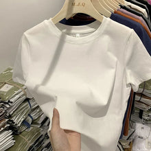 Load image into Gallery viewer, Women T Shirt Girls T-Shirt Woman Clothes Tops Cotton Tshirt Female Short Sleeve Spring Tee Sexy Y2k Top White
