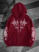 Load image into Gallery viewer, Unisex Gothic Dark Print Zip-Up Hoodie Trendy Streetwear Casual Everyday Fashion Unisex Style Holiday Gift
