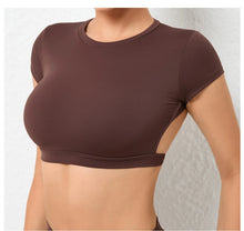 Load image into Gallery viewer, Sports Muscle Back Tee Without Padded Women Backless Sports Shirts Workout Gym Training Yoga T-Shirt Outdoor Open Back Tops
