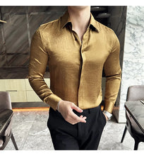 Load image into Gallery viewer, Glossy Slim Fit Men’s Dress Shirt
