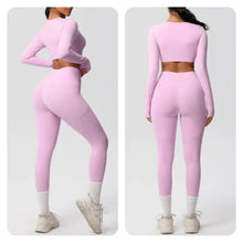 Load image into Gallery viewer, Yoga Gym Set Women Sports Impact Longline Strappy Top Fitness Overalls Sets Womens 2 Piece Sportswear Woman Gym Leggings Solid
