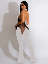 Load image into Gallery viewer, Sheer Lace Halter Flare Jumpsuit
