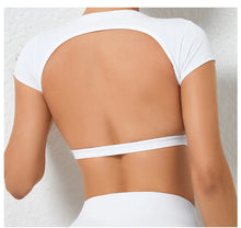 Load image into Gallery viewer, Sports Muscle Back Tee Without Padded Women Backless Sports Shirts Workout Gym Training Yoga T-Shirt Outdoor Open Back Tops
