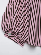 Load image into Gallery viewer, Women Striped Shirts For Women Vintage Elegant Puff Sleeve Summer New High Street Clothes Leisure Single-breasted Lapel Blouse
