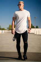 Load image into Gallery viewer, Muscle Training T-shirt Men's Summer Workout Short Sleeve T-shirt High Quality Cotton Fitness Men T-shirt Gym Solid Color Tops
