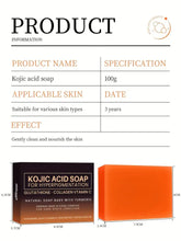 Load image into Gallery viewer, 100g Kojic Acid Soap with Vitamin C,Turmeric, Retinol, Shea Butter, Vitamin E, Kojic Acid for Clean and Nourish The Skins
