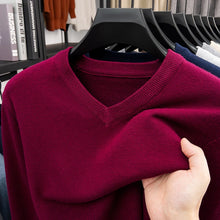 Load image into Gallery viewer, New Sweatwear Men's V Neck Basic Solid Color Sweaters Round Neck Elastic Pullovers Warm Autumn Knitted Oversized Sweater Men
