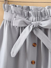 Load image into Gallery viewer, Summer Autumn Skirts Womens Midi Knee Length Korean Elegant Button High Waist Skirt Female Pleated School Skirt
