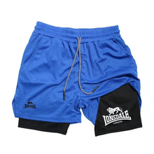 Load image into Gallery viewer, Print 2in1 Running Shorts for Men Gym Workout Compression Shorts with Phone Pocket Towel Loop Summer Sport Athletic Activewear
