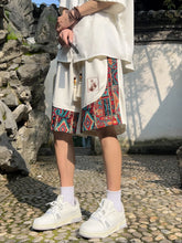 Load image into Gallery viewer, Men's ethnic embroidery pattern shorts with pockets, summer casual drawstring shorts, suitable for outdoor and beach casual wear
