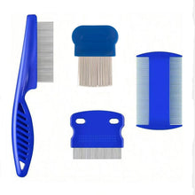 Load image into Gallery viewer, 4 Pack Flea Lice Comb, Stainless Steel Dog Cat Grooming Combs with Rounded Teeth, Double Sided Professional Pet Tear Stain Remover
