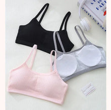 Load image into Gallery viewer, 1PC Cotton Teenagers Girls Training Bras Solid Developmental Girls Sports Bras Soft Brassiere Kids Tank Tops Children Underwears
