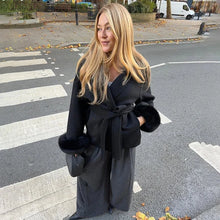 Load image into Gallery viewer, Fox Fur Woolen Coats Women's Short Coat Office Lady Removable Elegant Double-sided Wool Overcoat 2025 New Cardigan Jacket
