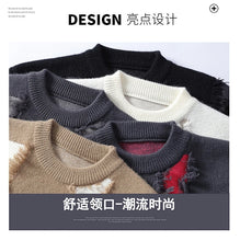 Load image into Gallery viewer, 2026 Winter Fashion worn‑out design Sweater Men Casual Knit Pullovers Mens Thick Warm Loose Knitted Sweaters Streetwear Man
