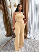 Load image into Gallery viewer, Solid Casual Jumpsuit for Women Sleeveless Drawstring High Waist One Pieces Rompers and Jumpsuits Summer Outfits Combinaison
