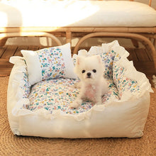 Load image into Gallery viewer, Pet Dog Lace Bed Cat Bed Cute Puppy Square Sleeping Cushion Bed Cat Sofa Warming Dog Nest with Pillow Washable Pet Bed S~L

