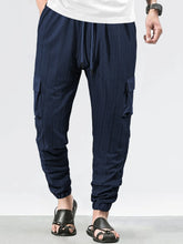 Load image into Gallery viewer, Men's Grid Cargo Joggers Drawstring Elastic Waist Multi Pocket Casual Ankle Length Trousers
