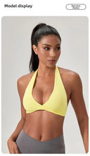 Load image into Gallery viewer, Strappy Bra for Women Open Back Halter Sports Bra Light Support Gym Crop Top Seamless Workout Yoga Top Bra Padded Bras

