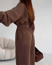 Load image into Gallery viewer, Jumpsuit Women 2026 New Fashionable Long Sleeved Jumpsuit for Women's Casual Half Open Collar Elastic Waist Jumpsuit

