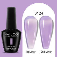 Load image into Gallery viewer, NAILCO 15ml Colorful Jelly Gel Nail Polish Gorgeous Color HEMA TPO FREE Soak Off UV LED Semi Permanent Long Wear Gel Varnish
