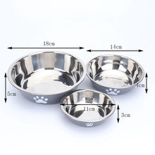 Load image into Gallery viewer, New stainless steel dog basin paw print pet supplies cat bowl dog bowl silicone anti-slip design pet drinking water feeding bowl
