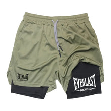 Load image into Gallery viewer, Men's Fashionable Double-Layer Sports Shorts EVERLAST Printed Sports Shorts, Double-Layer Quick Drying Basketball Muscle Fitness
