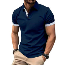 Load image into Gallery viewer, Men's Polo Shirt Short Sleeve Casual Slim Fit Color Blocking T-shirts England Style Streetwear Polos for Men's Fashion
