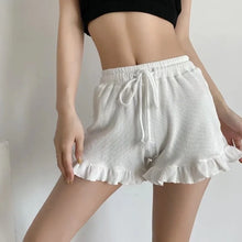 Load image into Gallery viewer, Waffle Knit Ruffled Lounge Shorts

