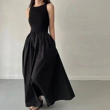 Load image into Gallery viewer, Female Fashion Style Dress New Summer Simple Elegant Black Long Dresses For Women Round Neck Sleeveless High Waist Temperament
