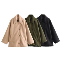 Load image into Gallery viewer, HXAO Woman Winter Coats Faux Wool Coats And Mixtures Oversized Long Coat Women Autumn Long Sleeve Solid Coats Casual Warm Parkas
